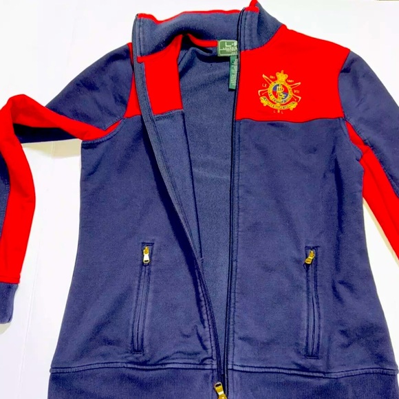 LRL Ralph Lauren Active Jacket, Petite SP Navy Blue/Red, Full-Zip Stylish Fit - Picture 5 of 15